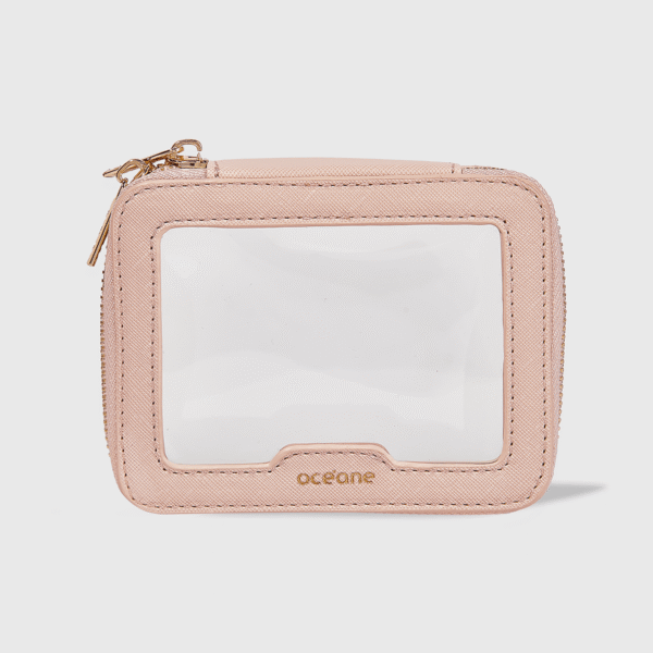 mini necessaire nude com transparencia crystal case