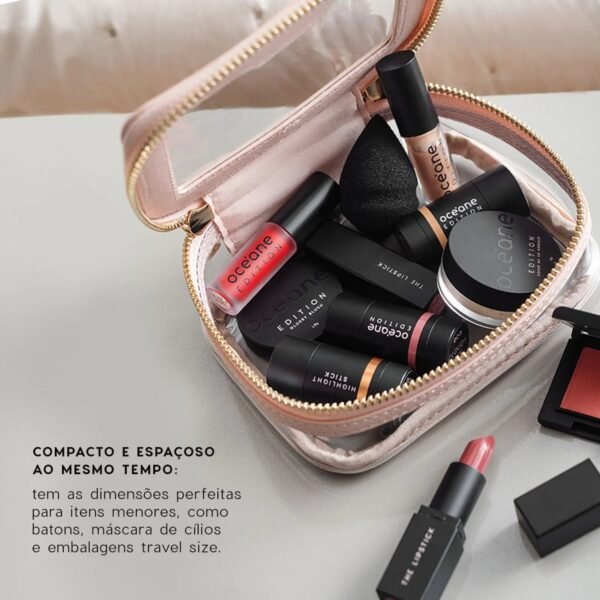mini necessaire nude com transparencia crystal case