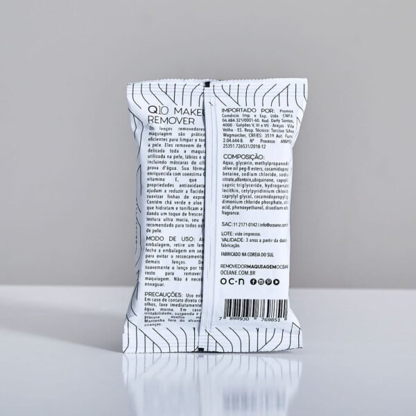 lenços demaquilantes c/ q10 e vitamina e q10 makeup remover 20un