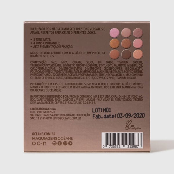 paleta de sombras nádia tambasco by océane to go nude 7,2g